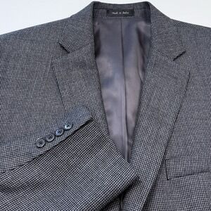 Lauren Ralph Lauren Sport Coat Blazer Mens 44R Gray Wool Micro Check Academia